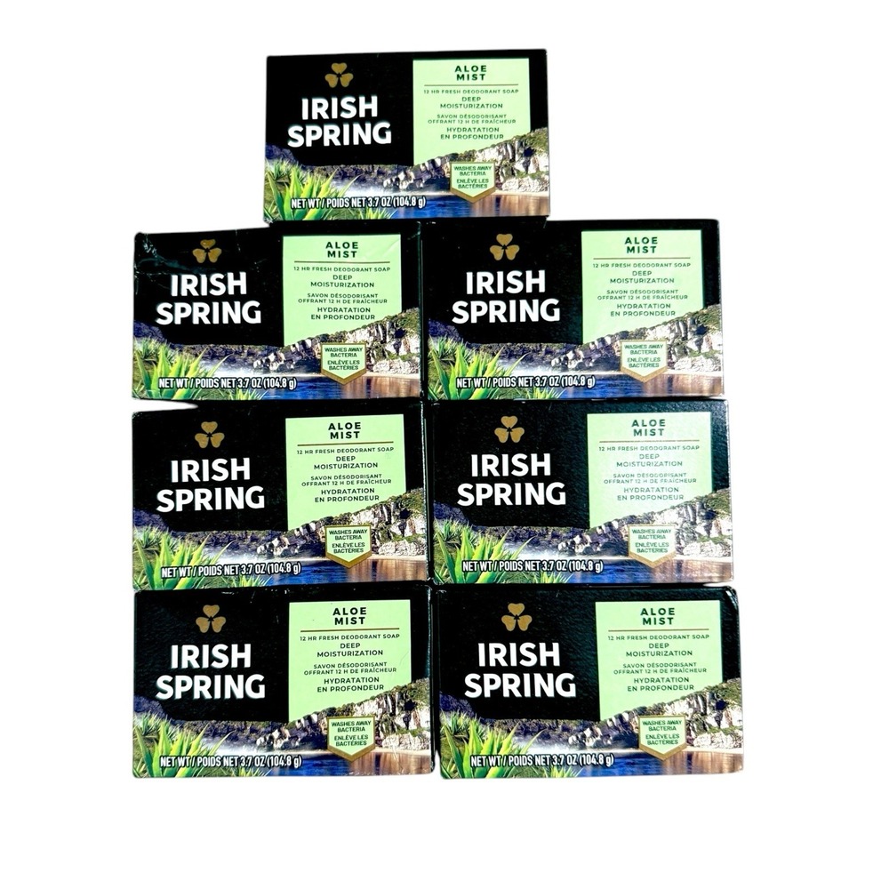Irish Spring Bar Soap for Men, Aloe Mist Deodorant Bar Soap, 3.7 Oz, 7 New Bars